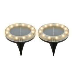 Rackhams Pack of 2 Solar Deck Lights – Bright White LED Outdoor Step & Pathway Lights
