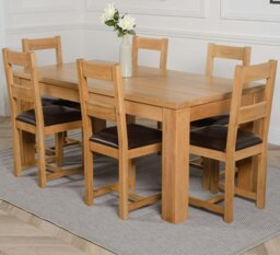 Rackhams Dakota Large Oak Dining Table with Lincoln Oak Chairs - Natural Oak - 8 chairs - thumbnail 2