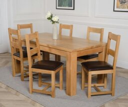 Rackhams Dakota Large Oak Dining Table with Lincoln Oak Chairs - Natural Oak - 8 chairs - thumbnail 3