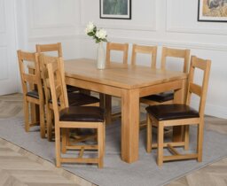 Rackhams Dakota Large Oak Dining Table with Lincoln Oak Chairs - Natural Oak - 8 chairs - thumbnail 5