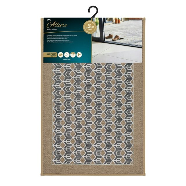 Rackhams Allure Machine Washable Entrance Doormat, 50x75cm - Beige - image 1