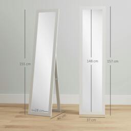 Rackhams 37 x 157 cm Full Length Mirror with Frame for Bedroom, White - 37W x 3.8D x 157H cm - Modern - Not applicable - thumbnail 4