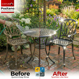 Rackhams PREGO Garden and Patio Table and 2 Large Chairs with Armrests Cast Aluminium Bistro Set - Black - thumbnail 6