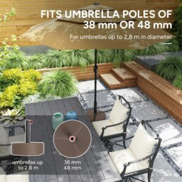 Rackhams Round Garden Parasol Base, Heavy Duty Umbrella Stand Filled Up to 20kg with Stand or 18kg with Water for 38, 48 mm Poles - Black - thumbnail 4
