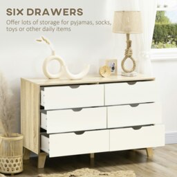 Rackhams Chest of Drawers, 6 Drawer Unit Storage Chest Bedroom White and Brown - thumbnail 5
