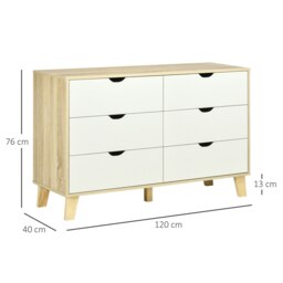 Rackhams Chest of Drawers, 6 Drawer Unit Storage Chest Bedroom White and Brown - thumbnail 3