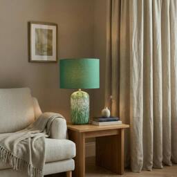 Rackhams Modern Emerald Green Marble Drip Snowflake Glass Table Lamp with Shade - thumbnail 6