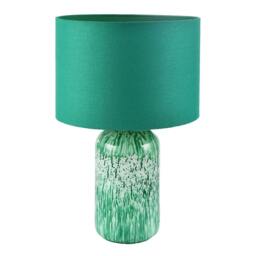 Rackhams Modern Emerald Green Marble Drip Snowflake Glass Table Lamp with Shade