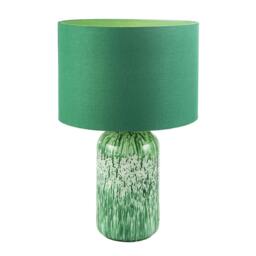 Rackhams Modern Emerald Green Marble Drip Snowflake Glass Table Lamp with Shade - thumbnail 2