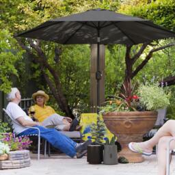 Rackhams 2.6M Garden Parasol Umbrella with Aluminium Pole, Tilt, Crank - Wine Red - Dia. 2.65 x 2.3H m - thumbnail 2