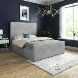 Rackhams Lucca Upholstered Soft Velvet Bed Frame - Grey - Grey - King - thumbnail 1