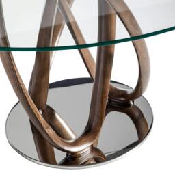 Rackhams Round tempered glass and walnut dining table 1021 - Ø120 x 75 - thumbnail 6