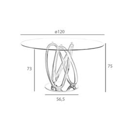 Rackhams Round tempered glass and walnut dining table 1021 - Ø120 x 75 - thumbnail 3