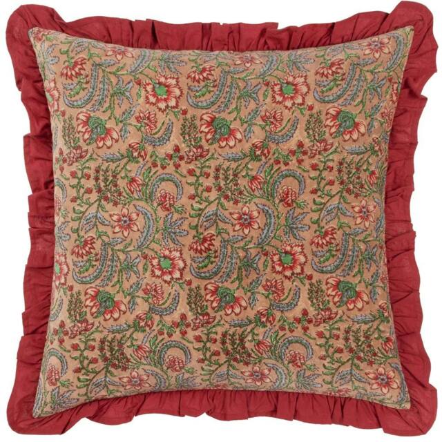 Rackhams Haven Cotton Velvet Floral Cushion Cover - Blushing Rose - 50cm x 50cm - Blushing Rose - 100% Cotton - image 1
