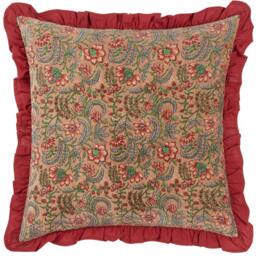 Rackhams Haven Cotton Velvet Floral Cushion Cover - Blushing Rose - 50cm x 50cm - Blushing Rose - 100% Cotton