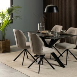 Rackhams Heaven Dining Table with Ceramic Black Top 135cm - Black - No - Black - thumbnail 4