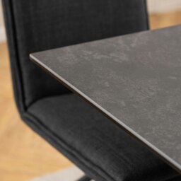 Rackhams Heaven Dining Table with Ceramic Black Top 135cm - Black - No - Black - thumbnail 6