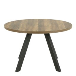 Rackhams Zalida Round Dining Table in Oak - Black - No - Brown - thumbnail 2