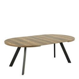 Rackhams Zalida Round Dining Table in Oak - Black - No - Brown - thumbnail 3