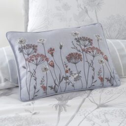 Rackhams Meadowsweet Floral Embroidered Cushion - Grey - thumbnail 1