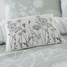 Rackhams Meadowsweet Floral Embroidered Cushion - Grey - thumbnail 2