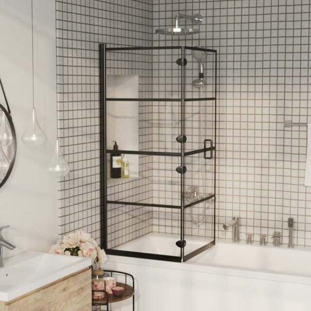 Rackhams Folding Shower Enclosure ESG 120x140 cm Black