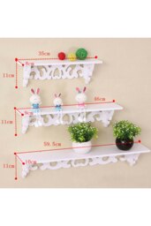 Rackhams Set of 3 Floating Shelves Storage Display Rack Wall-Mounted Plant Stand - White - thumbnail 5