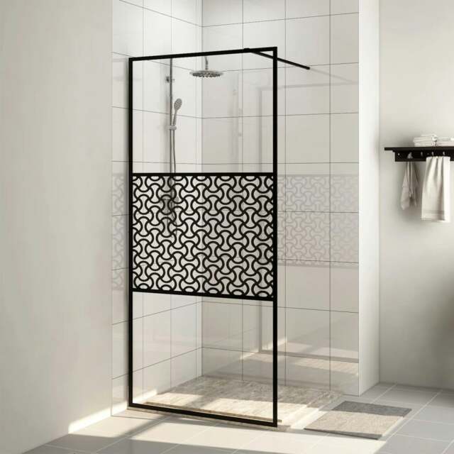 Rackhams Walk-in Shower Wall with Clear ESG Glass 80x195 cm Black