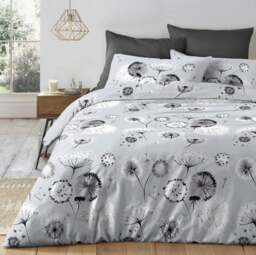 Rackhams Dandelion Printed Cotton Blend Duvet Cover and Pillowcase Set - Grey - Double