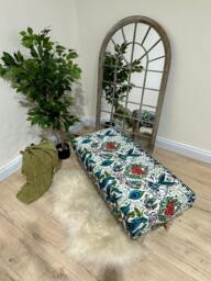 Rackhams Premium Peacock Green Floral Footstool Ottoman – Luxury Pouffe & Footrest Table - thumbnail 2