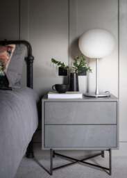 Rackhams Adriana Bedside Chests - White Wood - Grey Ceramic Marble - Dark Chrome - thumbnail 6