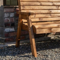 Rackhams Charles Taylor Hand Made Traditional 3 Seater Chunky Rustic Wooden Garden Bench Furniture Assembled - thumbnail 5