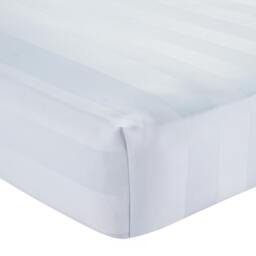 Rackhams So Soft Satin Stripe Fitted Sheet White - Super King - White - thumbnail 3