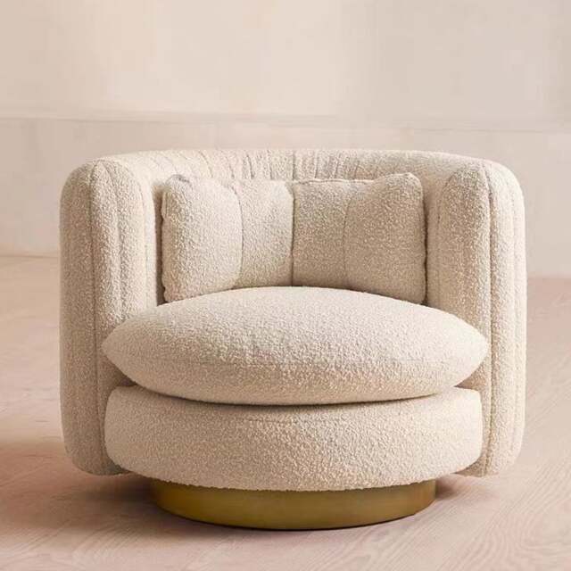 Rackhams Nova Swivel Armchair, Boucle - White - Velvet - image 1
