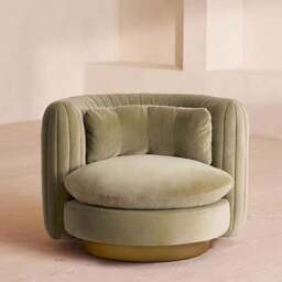 Rackhams Nova Swivel Armchair, Boucle - White - Velvet - thumbnail 2