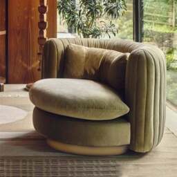 Rackhams Nova Swivel Armchair, Boucle - White - Velvet - thumbnail 5