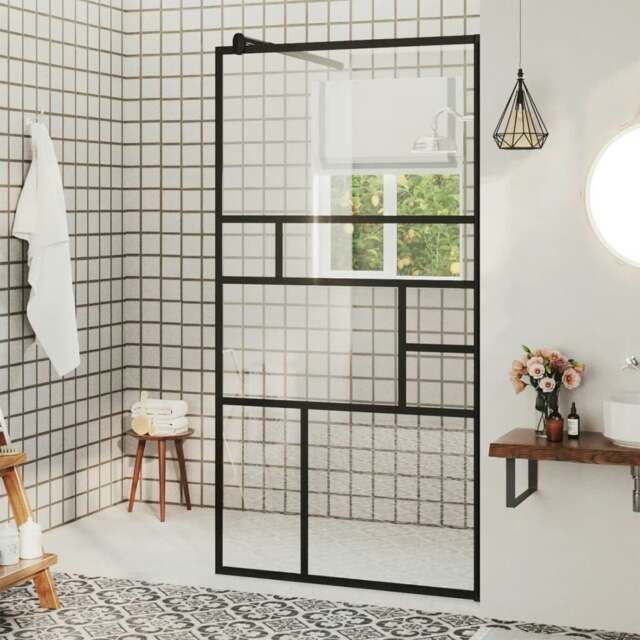 Rackhams Walk-in Shower Wall with Clear ESG Glass 80x195 cm Black