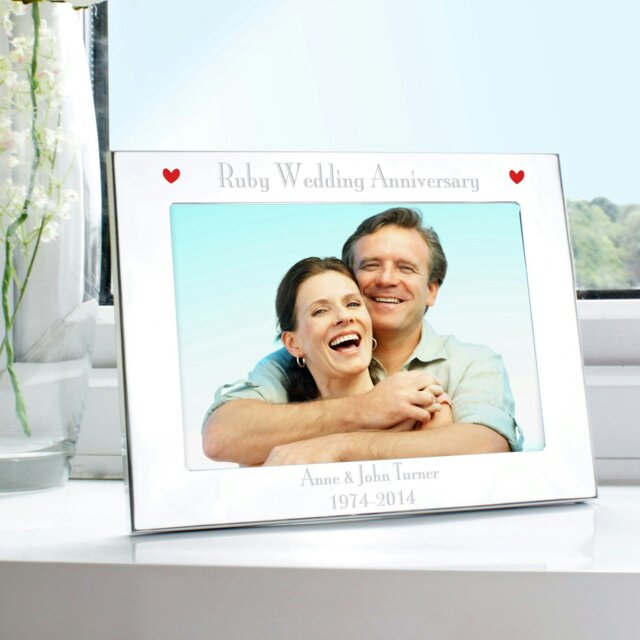 Rackhams Personalised Silver 5x7 Ruby Anniversary Landscape Photo Frame - image 1