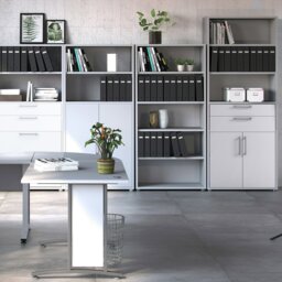 Rackhams Prima Bookcase 3 Shelves with 2 Drawers 2 Doors In White - White - Wood - 1 - thumbnail 5