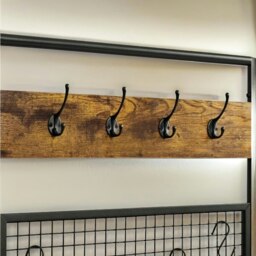 Rackhams Industrial Coat Rack Stand Hall Tree With Shoe Storage Brown - thumbnail 4