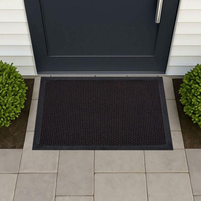 Rackhams Mesh Dirt Trapper Door Mat – Non-Slip Vinyl Indoor/Outdoor Scraper Entrance Mat – Metallic Blue & Orange – Multiple Sizes - 50 x 80cm - image 1