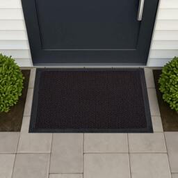Rackhams Mesh Dirt Trapper Door Mat – Non-Slip Vinyl Indoor/Outdoor Scraper Entrance Mat – Metallic Blue & Orange – Multiple Sizes - 50 x 80cm - thumbnail 1