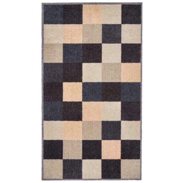Rackhams Recycled Washable Geometric Blue Mat - 130 - 67X120 cm - image 1