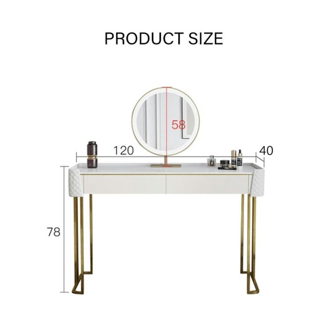 Rackhams Duran Dressing Table With LED Mirror, Cream - Option 3 NO Chest of Drawers - No Stool