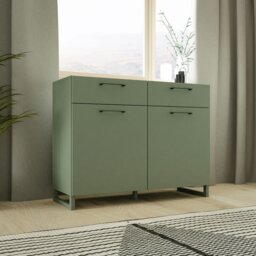 Rackhams Sali 2 Door  2 Drawer Chest in Sage Green - Sage Green - Matt - Melamine - thumbnail 6