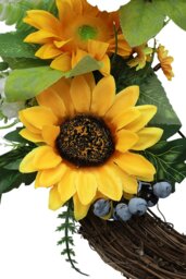 Rackhams D40cm Artificial Sunflower Wreath Round Hanging Decoration - Yellow - thumbnail 4