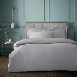 Rackhams 180 Thread Count Egyptian Cotton Duvet Cover Set Silver Grey - King - Silver Grey