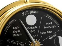 Rackhams Prestige Brass Moon Gardening Clock & Dark Stain English Oak Mantle Mount - thumbnail 2