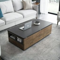 Rackhams Ruby Lift Top Coffee Table, Multi-Functional Foldable Coffee Table, Walnut & Black