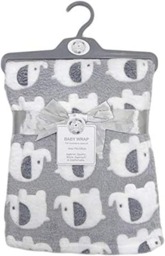 Rackhams Organic Cotton Baby Blanket Layered Wrap - 75x100 cm Supersoft Elephant Print Gift Set for Newborn Babies Girl/Boy, Infant (Grey)